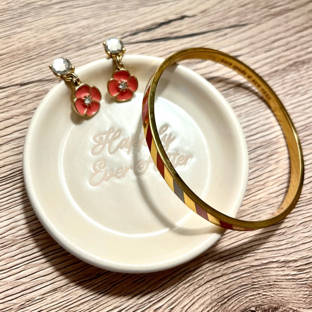 Kate Spade Coral Crystal Earrings & Bangle